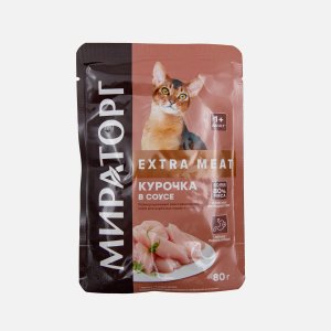 Корм Мираторг Виннер Экстра Мит Курочка в соусе пауч 80г