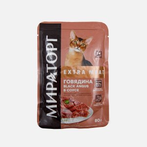 Корм Мираторг Виннер Экстра Мит Говядина Блэк Ангус в соусе 80г