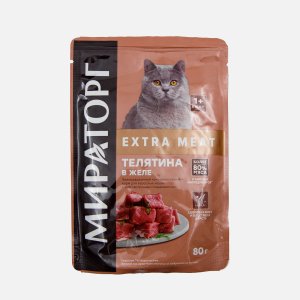 Корм Мираторг Виннер Экстра Мит Телятина в желе пауч 80г