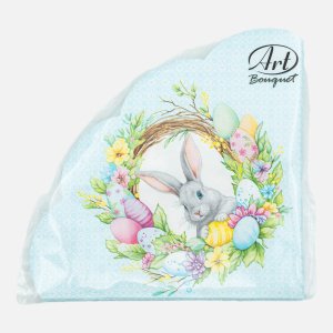 Салфетки Арт букет Рондо Пасхальный венок с кроликом 17*17*4см 3сл 12л