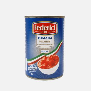 Томаты Федеричи резаные в с/с ж/б/кл 425мл
