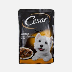 Корм Цезарь Курица с зелеными овощами в соусе пауч 85г