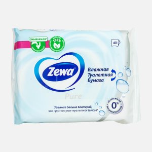 Бумага туалетная Зева Пьюр влажная 40шт