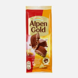 Шоколад Альпен Гольд молочный с соленым арахисом/крекером 80г