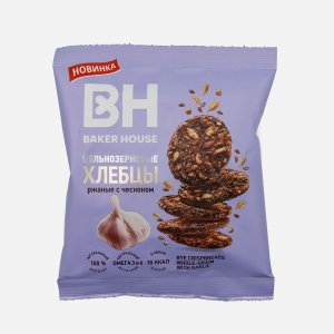 Хлебцы Бейкер Хаус цельнозерновые ржаные с чесноком 50г