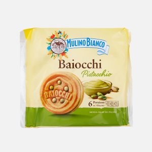 Печенье Мулино Бьянко Байокки сахарное с фисташковой начин 168г