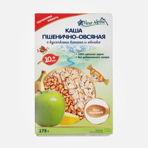 Каша Флер Альпин Пшенично-овсяная с кусочками банана и яблока с 10мес 175г