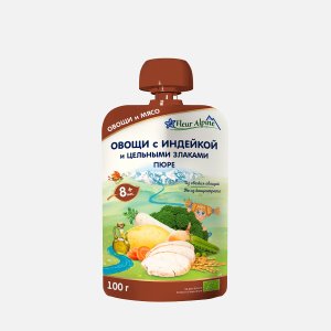 Пюре Флер Альпин Овощи с индейкой цельн злаками с 8мес дой/пак 100г