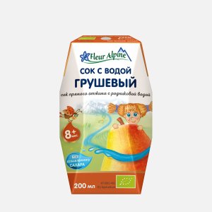 Сок Флер Альпин Грушевый прям отжим с родниковой водой с 8мес 200мл