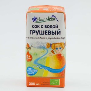 Сок Флер Альпин Грушевый прямого отжима с родниковой водой с 8мес 200мл