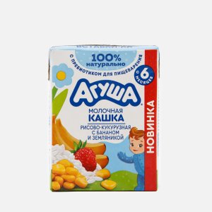 Каша Агуша Рисово-кукурузная молочная банан/земляника с 6мес 2.7% 200мл/210г