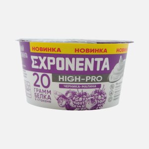 Продукт к/м Экспонента Хай-Про Черника-малина обезжир б/сах 160г