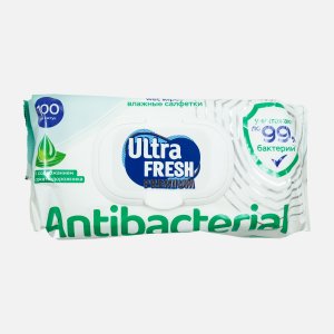 Салфетки Ультра Фреш влажные Антибактериальные с витамин 100шт