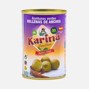 Оливки Карина зеленые с анчоусами ж/б 295г