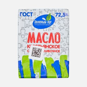 Масло Зеленый луг Крестьянское сл/слив несол 72.5% фольга 150г