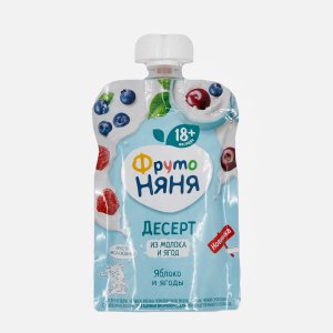 Десерт ФрутоНяня из яблок/черн/ряб с молоком/сах с 18мес дой/пак 90г