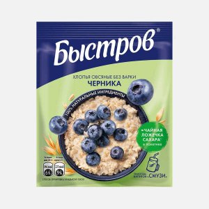 Хлопья Быстров овсяные Черника без варки 40г