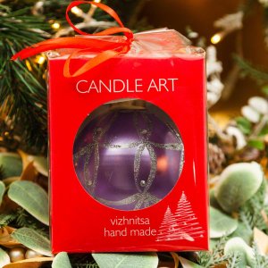 Шарик Эвис ручн роспись Новогодние фантазии 100мм стекло 9,5*9,5см