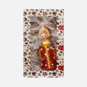 Украшение елочное Эвис Снегурка с росписью стекло 8,5см