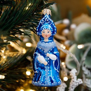 Украшение елочное Эвис Снегурка с росписью стекло 8,5см 16 15 084 04
