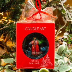 Шарик Эвис с подвесом ручн роспись Русская красавица стекло 12*12см