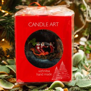 Шарик Эвис ручн роспись Прогулка на санях 120мм стекло 12*12см