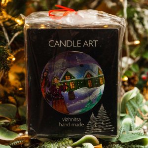 Шарик Эвис с подвесом с ручной росписью 120мм стекло 12*12см