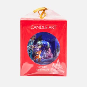 Шарик Эвис подвес ручн роспись Снегурочка с олененком стекло 12*12