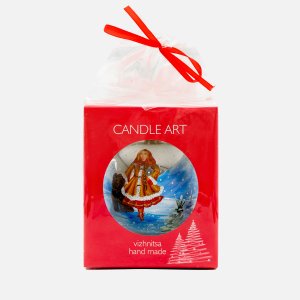 Шарик Эвис подвес ручн роспись Красавица с медведем стекло 12*12