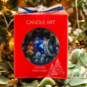 Шарик Эвис подвес ручн роспись Морозко 120мм стекло 12*12см