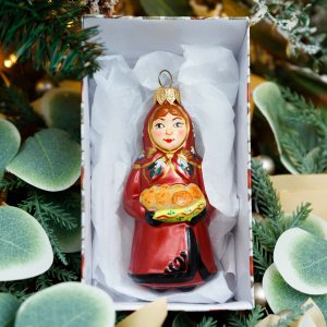 Украшение елочное Эвис Русская красавица-02 с росписью стекло 11,5