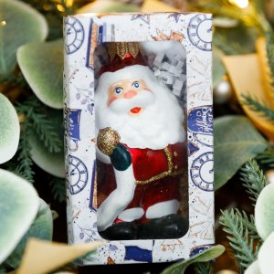 Украшение елочное Эвис ручн роспись Санта Клаус стекло 9,6см