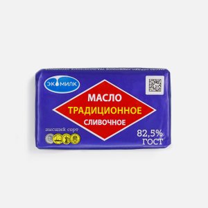 Масло Экомилк Традиционное сливочное 82.5% в/с фольга 160г
