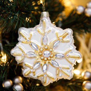 Украшение елоч Снежинка Зимнее барокко стекло 10х2,5х11см