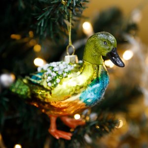 Украшение елоч Утка-чирок стекло 12х5х9см GLT1111