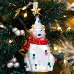 Украшение елочное Холидей Классик Белый мишка и пингвин на празднике