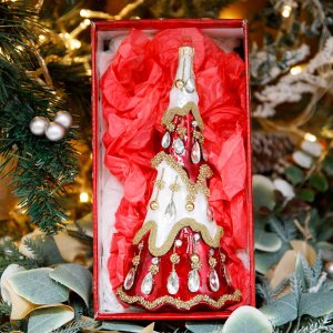 Украшение елочное Елка новогодняя стекло 21х9,5см 20092301