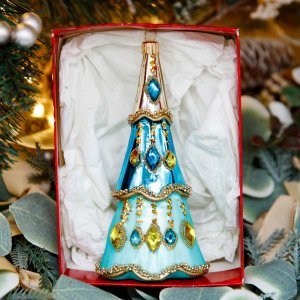 Украшение елочное Елочка в стразах Тиффани стекло 16х7см 20092303