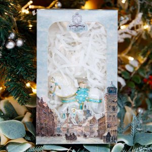 Украшение елочное Голубая серия Лошадка качалка стекло 11х12см P718