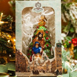 Украшение елочное Вертеп в елке стекло 15х10,5см S254