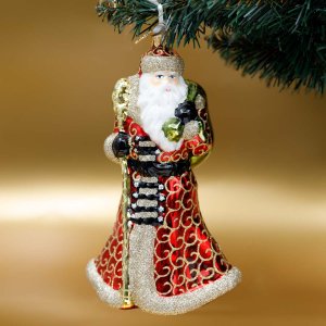 Украшение елочное Дед Мороз стекло 19х11см S493C