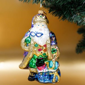 Украшение елочное Карнавальный Дед Мороз стекло 19х11см S501