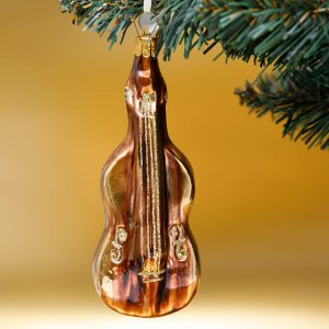 Украшение елочное Контрабас стекло 13х5см 38053