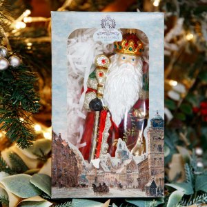 Украшение елочное Королевский Дед Мороз стекло 18,5х11см S496