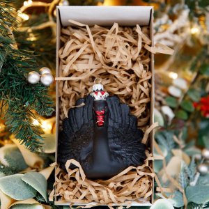 Украшение елочное Лебедь черный стекло 11,5х10,5см FBF598Czarny