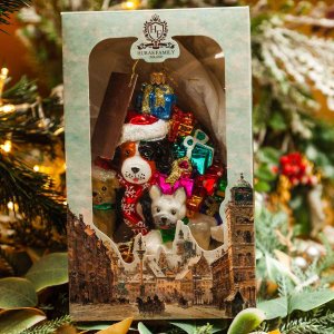 Украшение елочное Счастливого Рождества стекло 15х11см S901