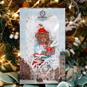 Украшение елочное Папа мишка стекло 7х15см 0707.169