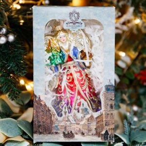 Украшение елочное Резной ангел стекло 17,5х10,5см K859