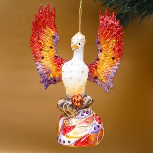 Украшение елочное Феникс заката ночного неба стек 17х12см CH01_Gl15