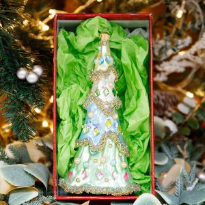 Украшение елочное Царь елка нежная стекло 21х9,5см F1488-23590